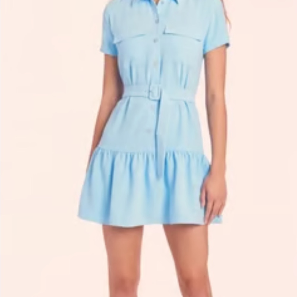 Amanda Uprichard Blue Ruffled Mini Dress